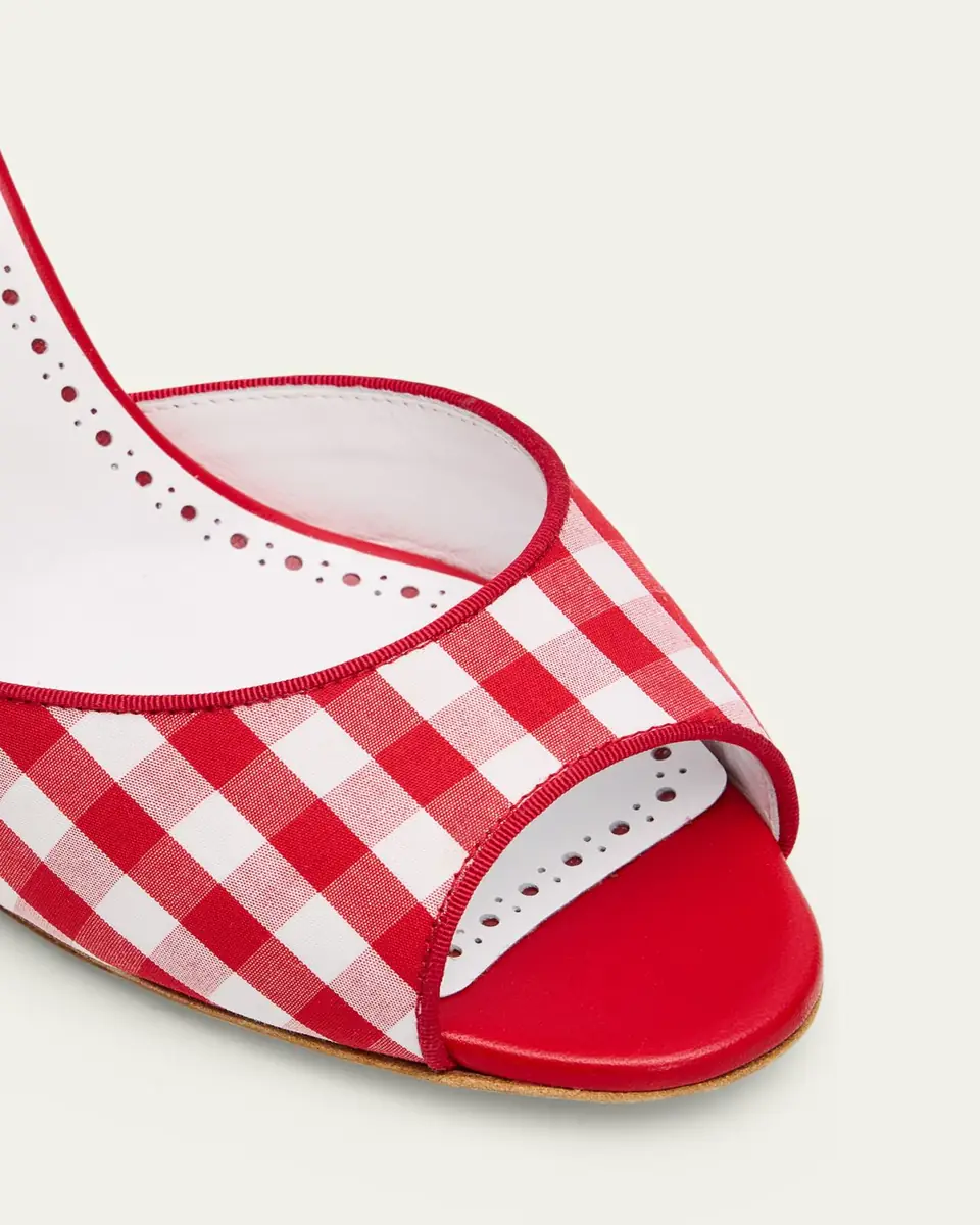Manolo Blahnik 70mm Jadara Gingham Mules | Thumbnail 3