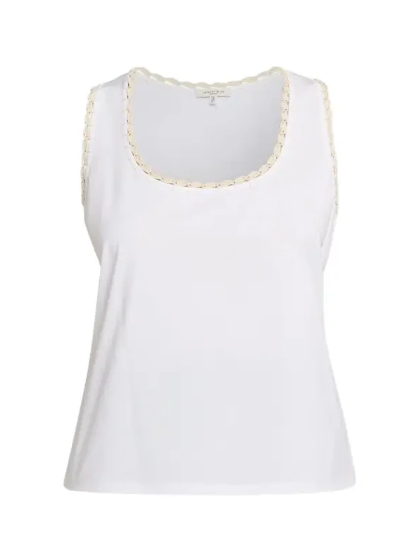 Crochet-Trim Cotton Rib Tank Top