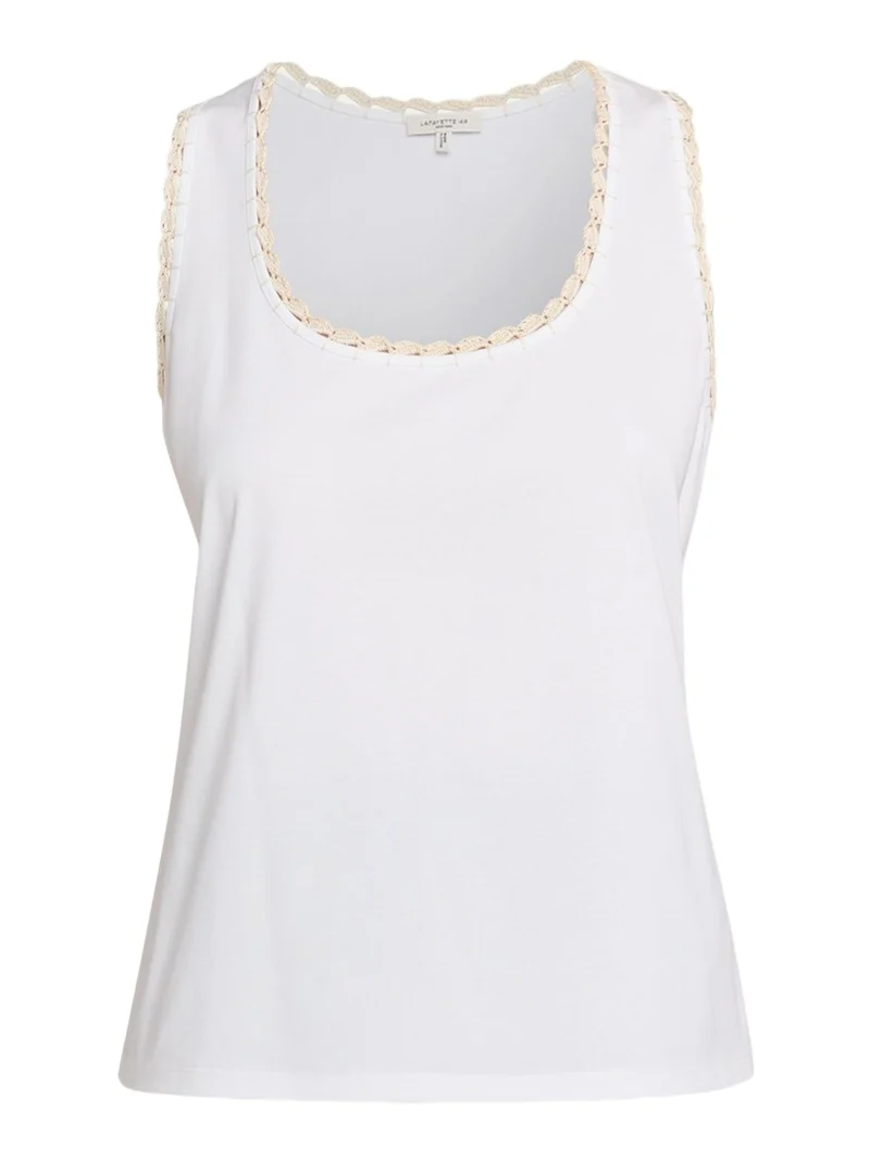 Crochet-Trim Cotton Rib Tank Top Crochet-Trim Cotton Rib Tank Top