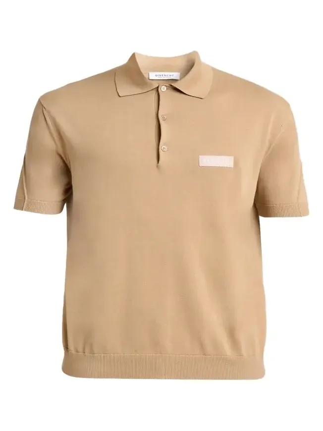 Men's Grosgrain Logo Cotton Knit Polo Shirt Men's Grosgrain Logo Cotton Knit Polo Shirt