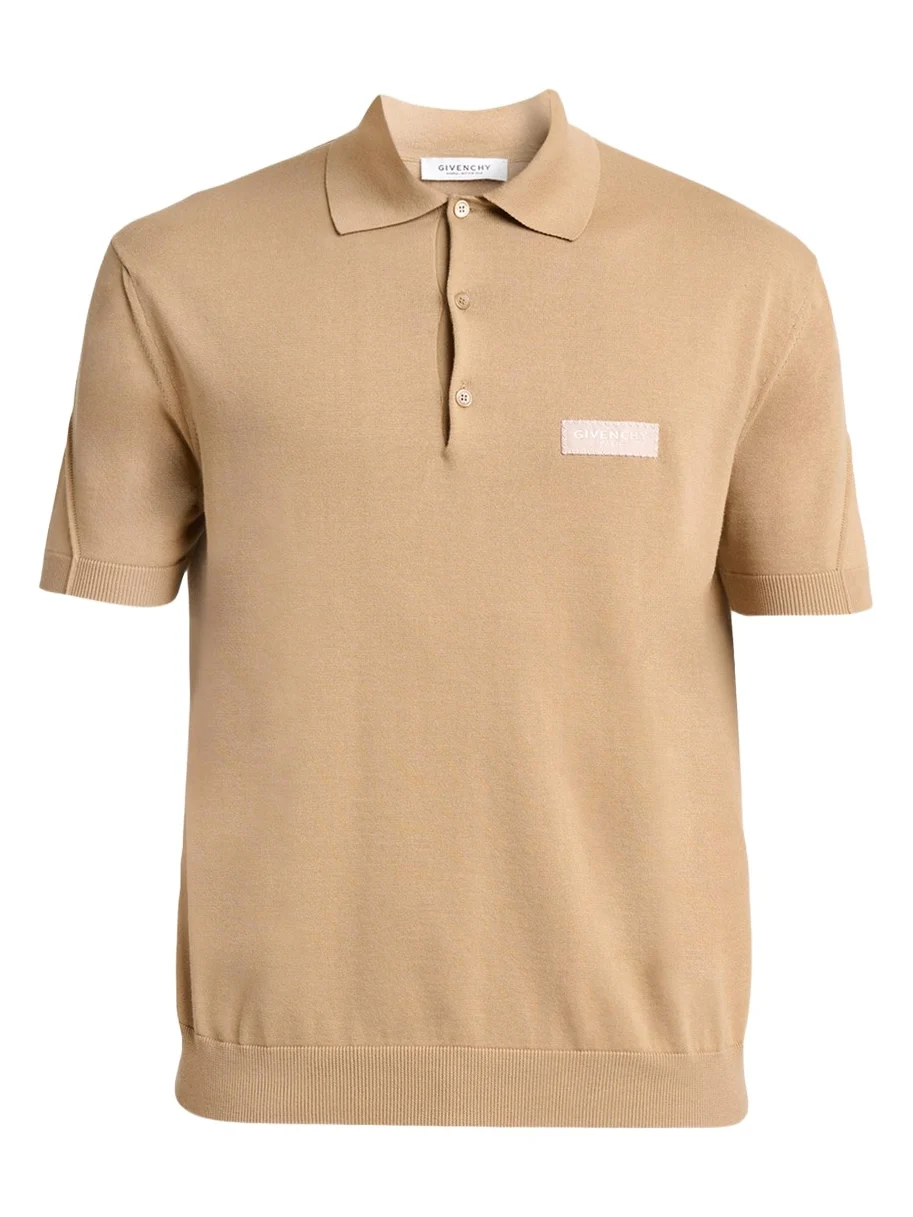 Men's Grosgrain Logo Cotton Knit Polo Shirt Men's Grosgrain Logo Cotton Knit Polo Shirt