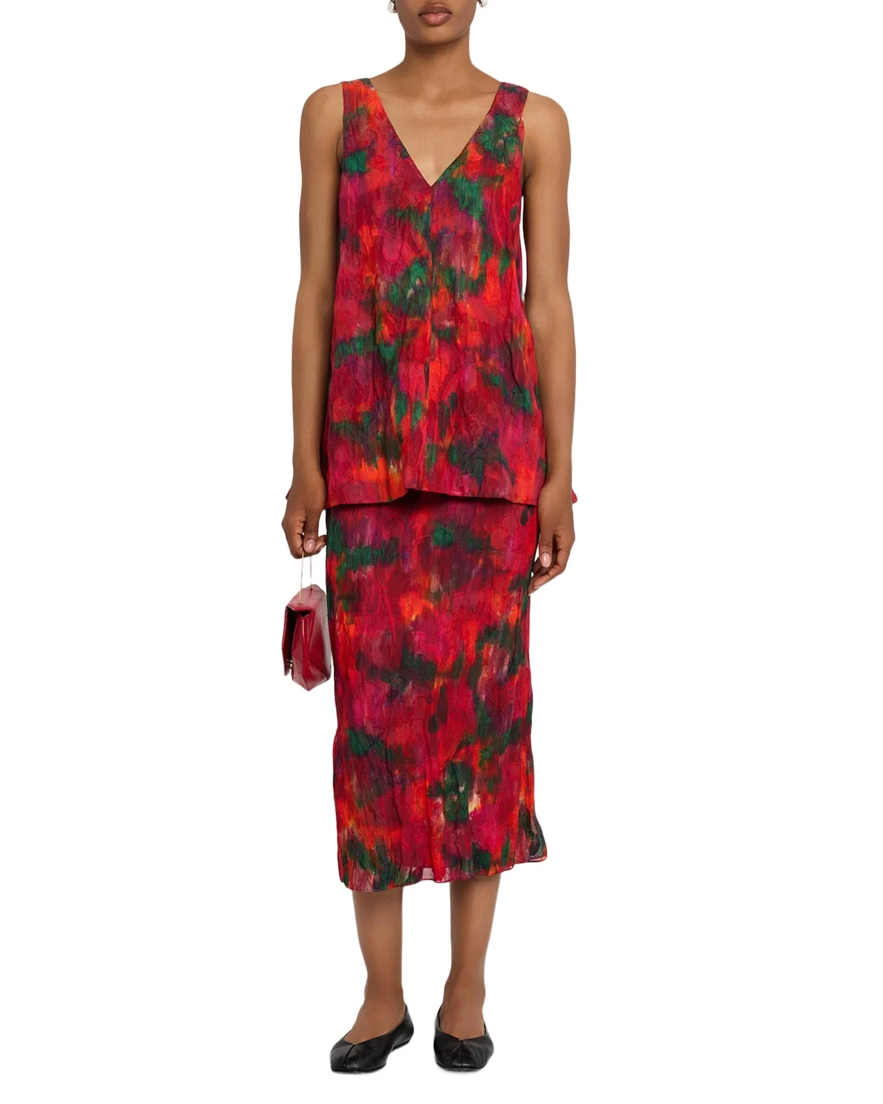 Sleeveless Abstract-Print Cotton Blouse