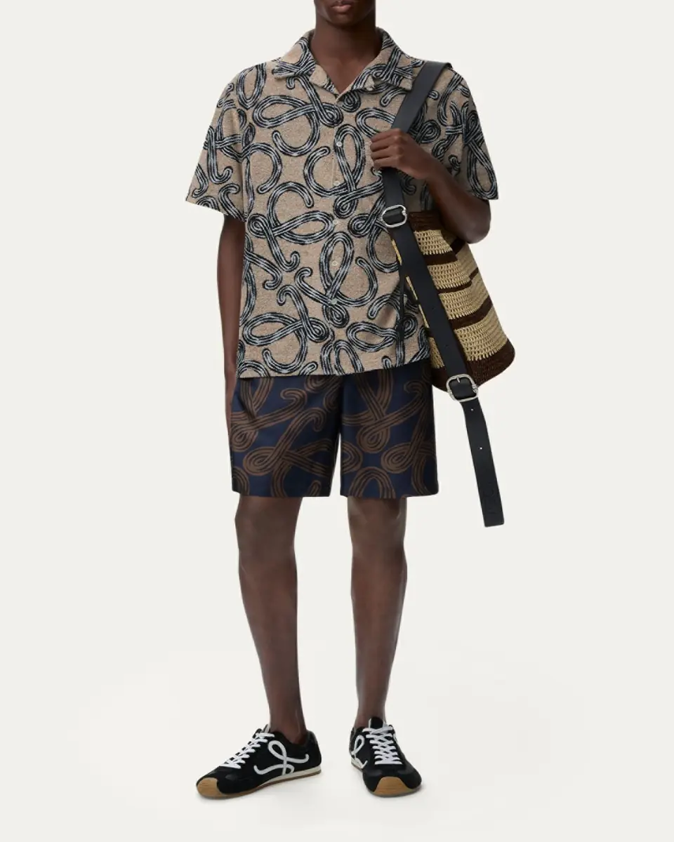 Loewe x Paula's Ibiza Men's Towel Terry Jacquard L-Script Short-Sleeve Shirt | Thumbnail 2