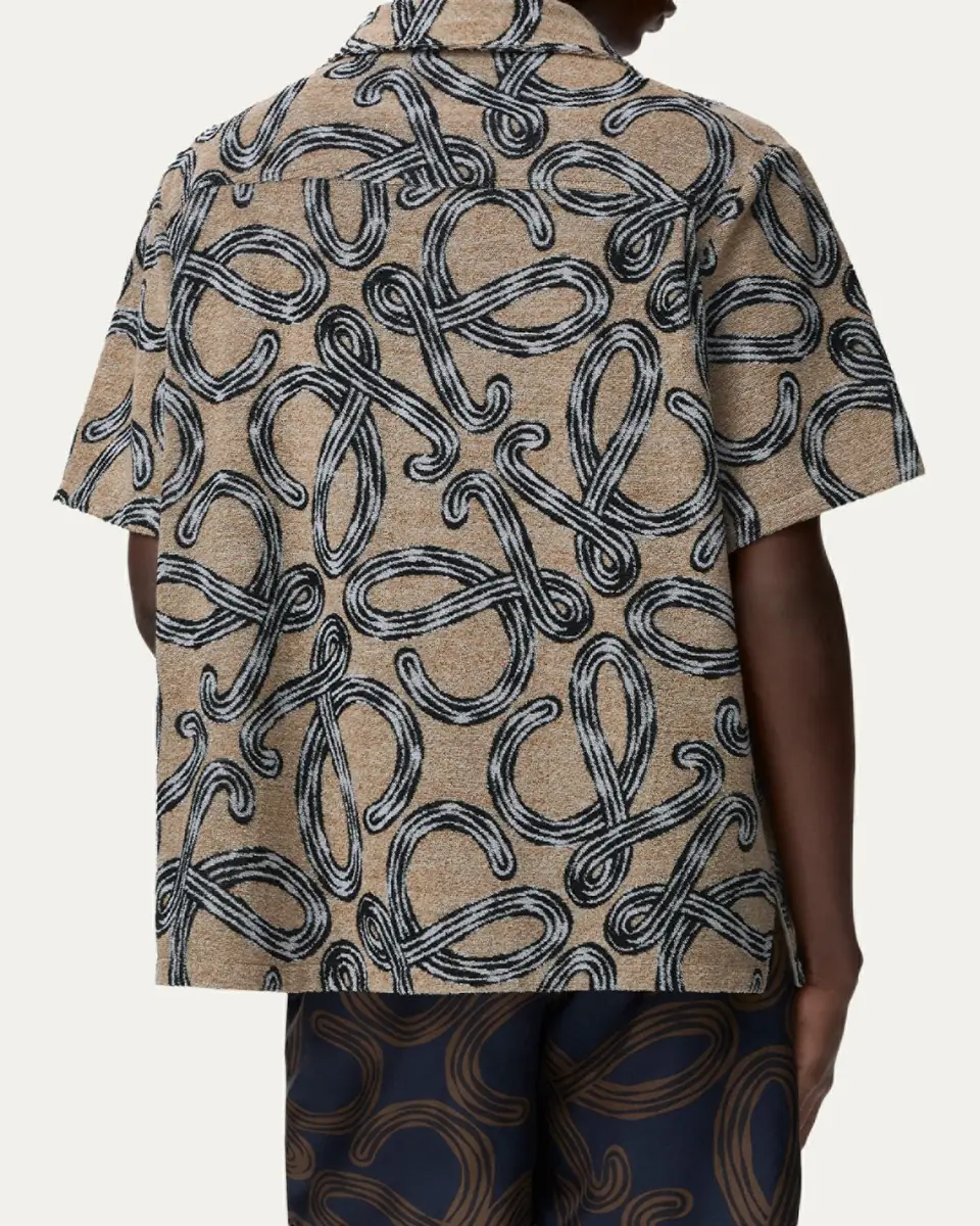 Loewe x Paula's Ibiza Men's Towel Terry Jacquard L-Script Short-Sleeve Shirt | Thumbnail 3