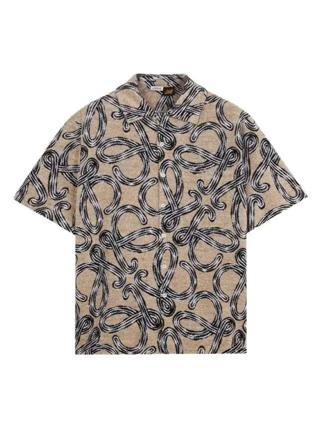 Loewe x Paula's Ibiza Men's Towel Terry Jacquard L-Script Short-Sleeve Shirt