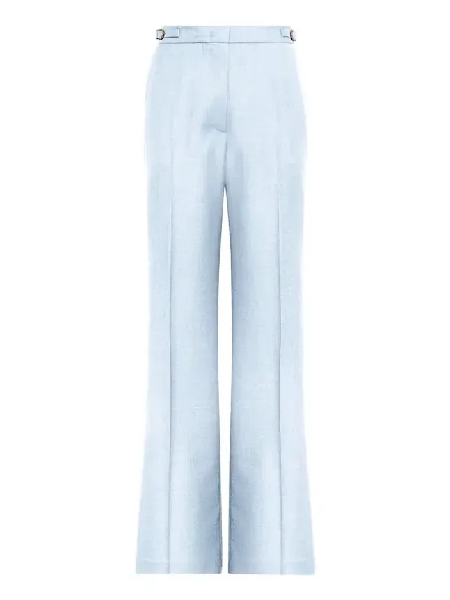 Vesta High-Waist Wool-Silk Straight-Leg Pants