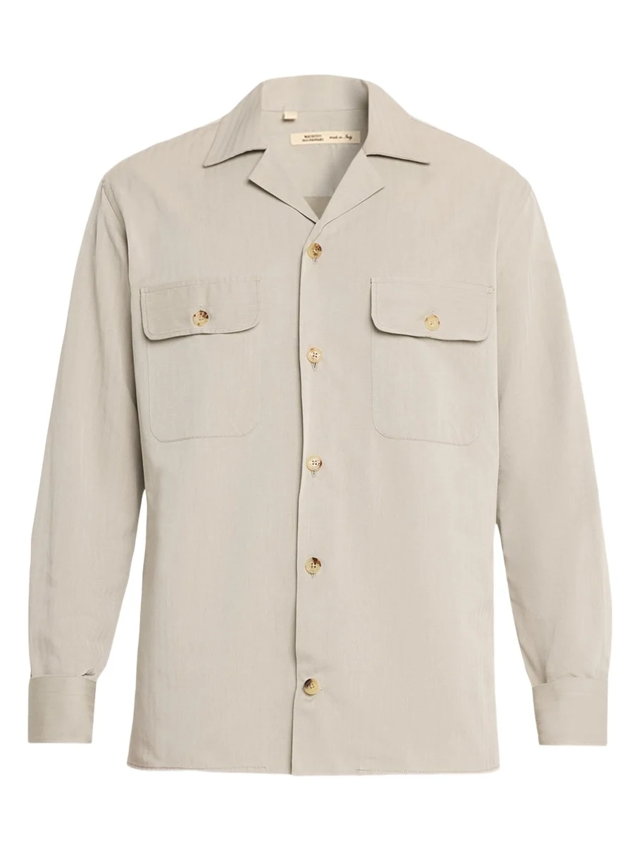 Baldassari Men's Cotton and Lyocell Two-Pocket Bowling Overshirt