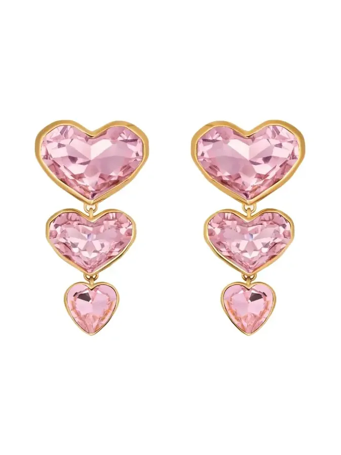Crystal Heart Drop Clip-On Earrings