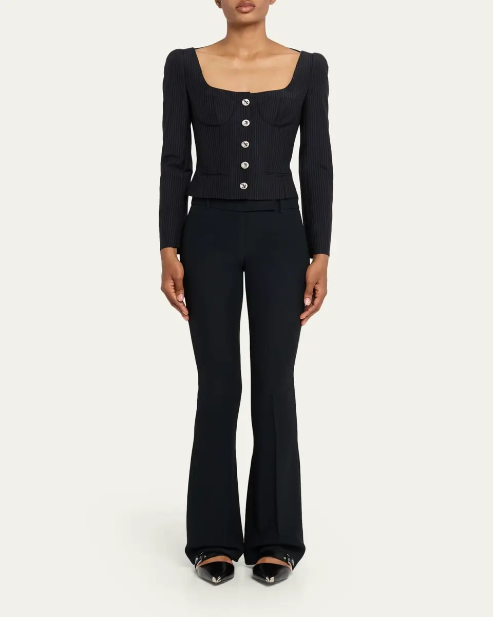 Alexander McQueen Square-Neck Pinstripe Bustier Jacket | Thumbnail 2