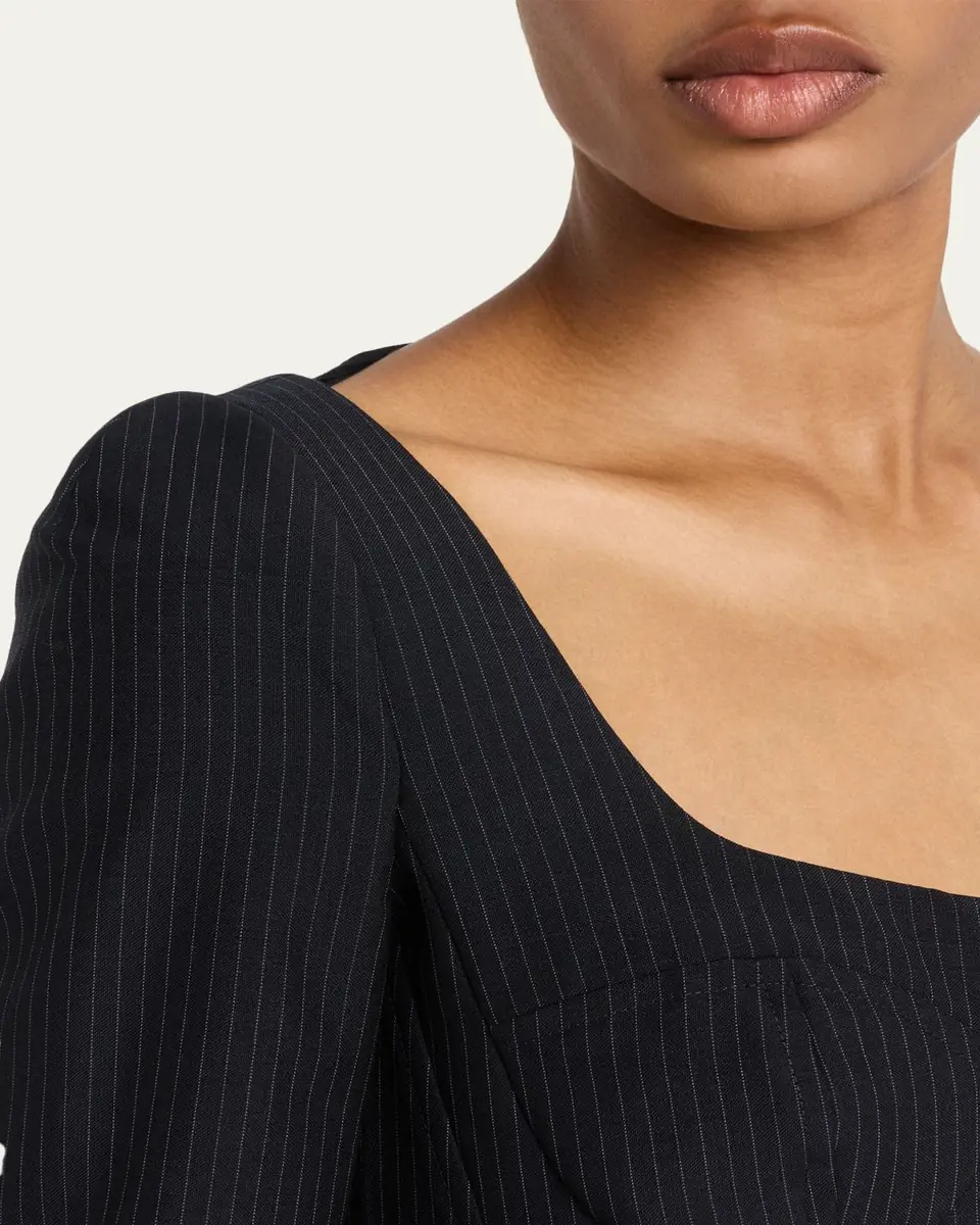 Alexander McQueen Square-Neck Pinstripe Bustier Jacket | Thumbnail 5
