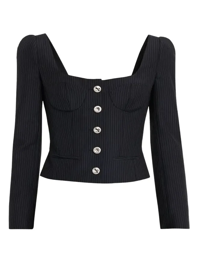 Square-Neck Pinstripe Bustier Jacket Square-Neck Pinstripe Bustier Jacket