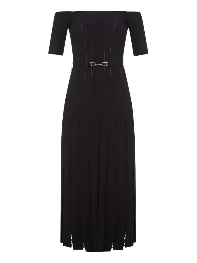 Kurt Off-The-Shoulder Pleated Merino Dress Kurt Off-The-Shoulder Pleated Merino Dress