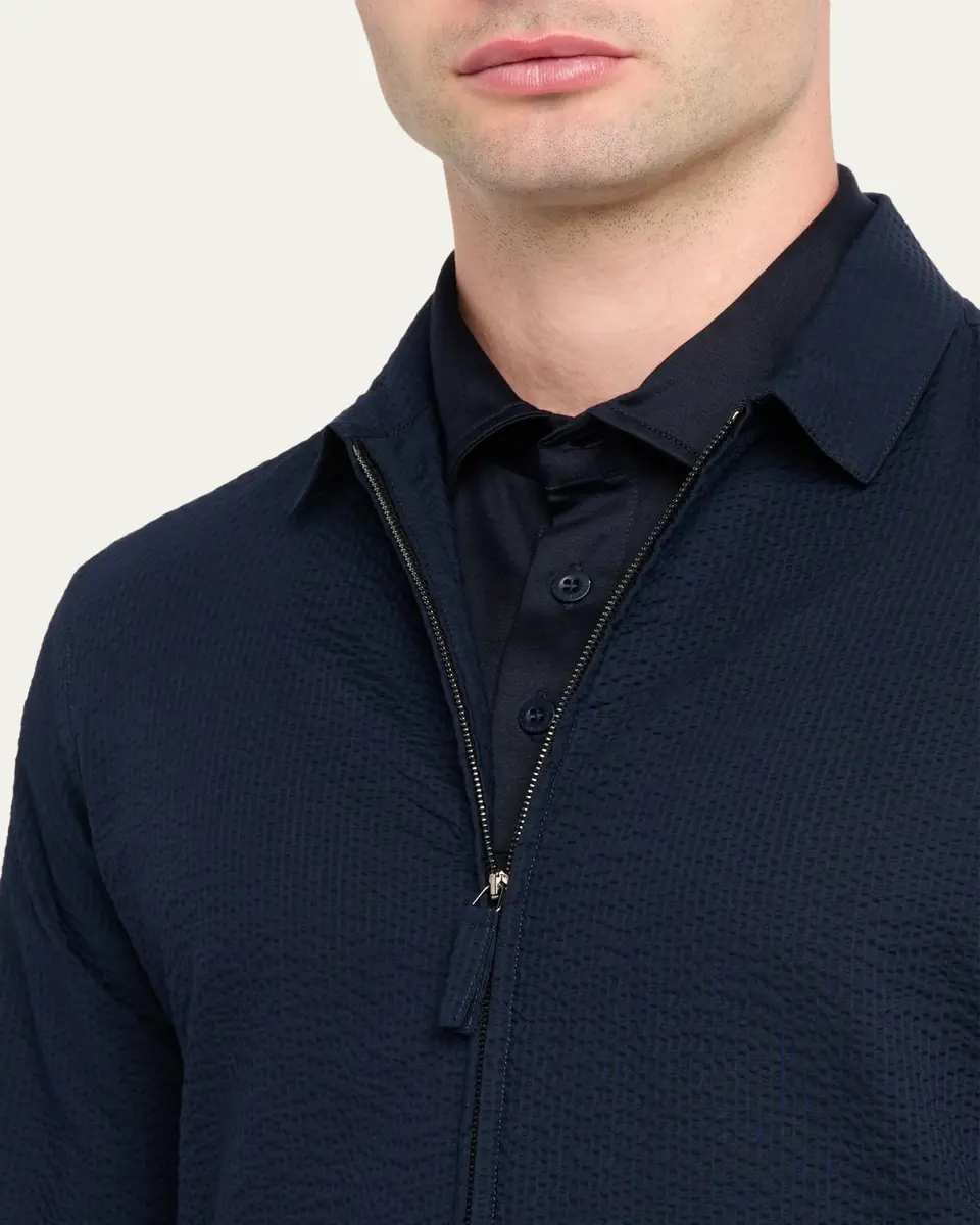Giorgio Armani Men's Cotton Seersucker Full-Zip Shirt Jacket | Thumbnail 5 Giorgio Armani Men's Cotton Seersucker Full-Zip Shirt Jacket | Thumbnail 5