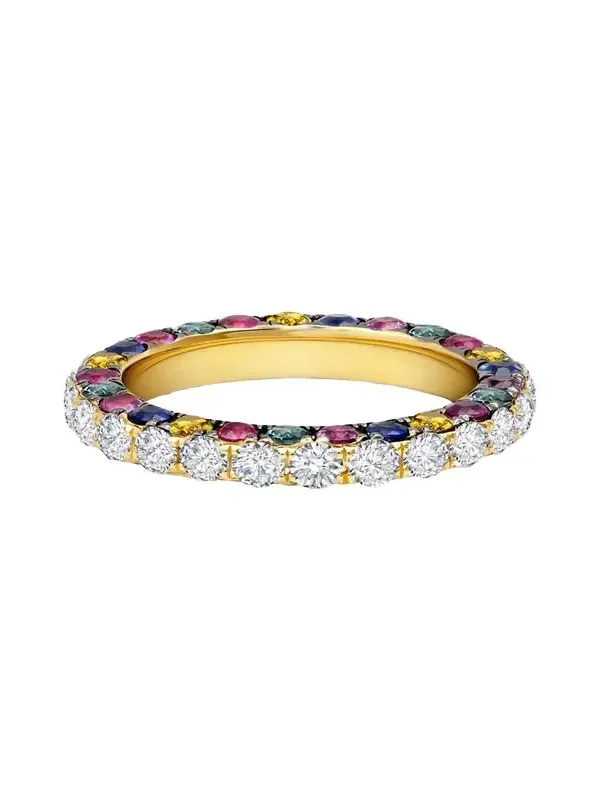 Rainbow Gem and Diamond 3-Sided Band Ring Rainbow Gem and Diamond 3-Sided Band Ring
