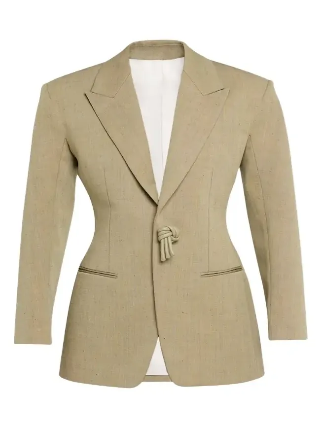 Oversized Wool-Linen Single-Breasted Jacket