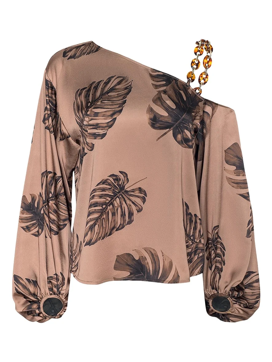Asami Botanical-Print Satin Blouse Asami Botanical-Print Satin Blouse