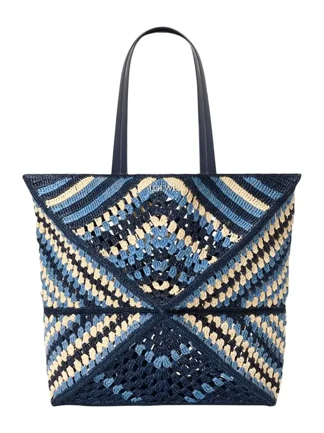 x Paula's Ibiza Men's Puzzle Fold XL Raffia Tote Bag