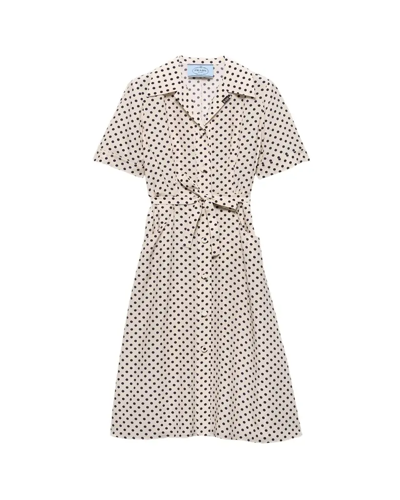 Prada Polka-Dot Print Marocain Shirtdress | Image 1 Prada Polka-Dot Print Marocain Shirtdress | Image 1