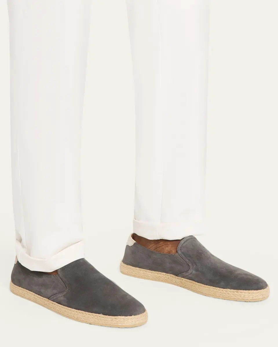 Brunello Cucinelli Men's Suede Slip-On Espadrilles | Thumbnail 2 Brunello Cucinelli Men's Suede Slip-On Espadrilles | Thumbnail 2