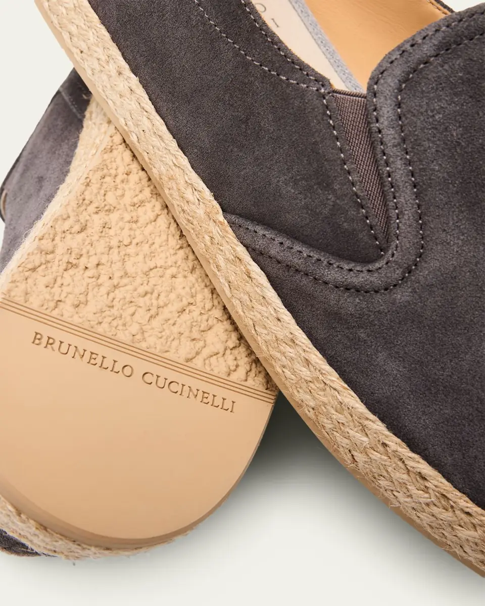 Brunello Cucinelli Men's Suede Slip-On Espadrilles | Thumbnail 5 Brunello Cucinelli Men's Suede Slip-On Espadrilles | Thumbnail 5