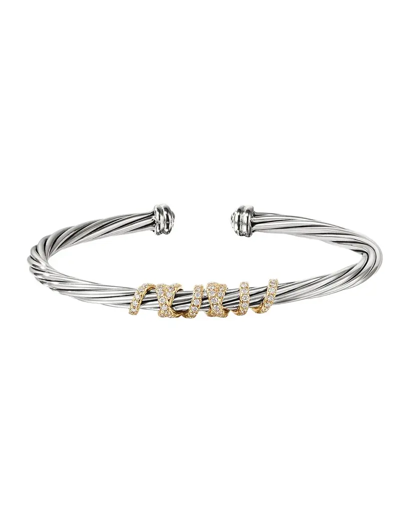 David Yurman 4mm Helena Cuff Bracelet with Diamond Wrap | Image 1 David Yurman 4mm Helena Cuff Bracelet with Diamond Wrap | Image 1