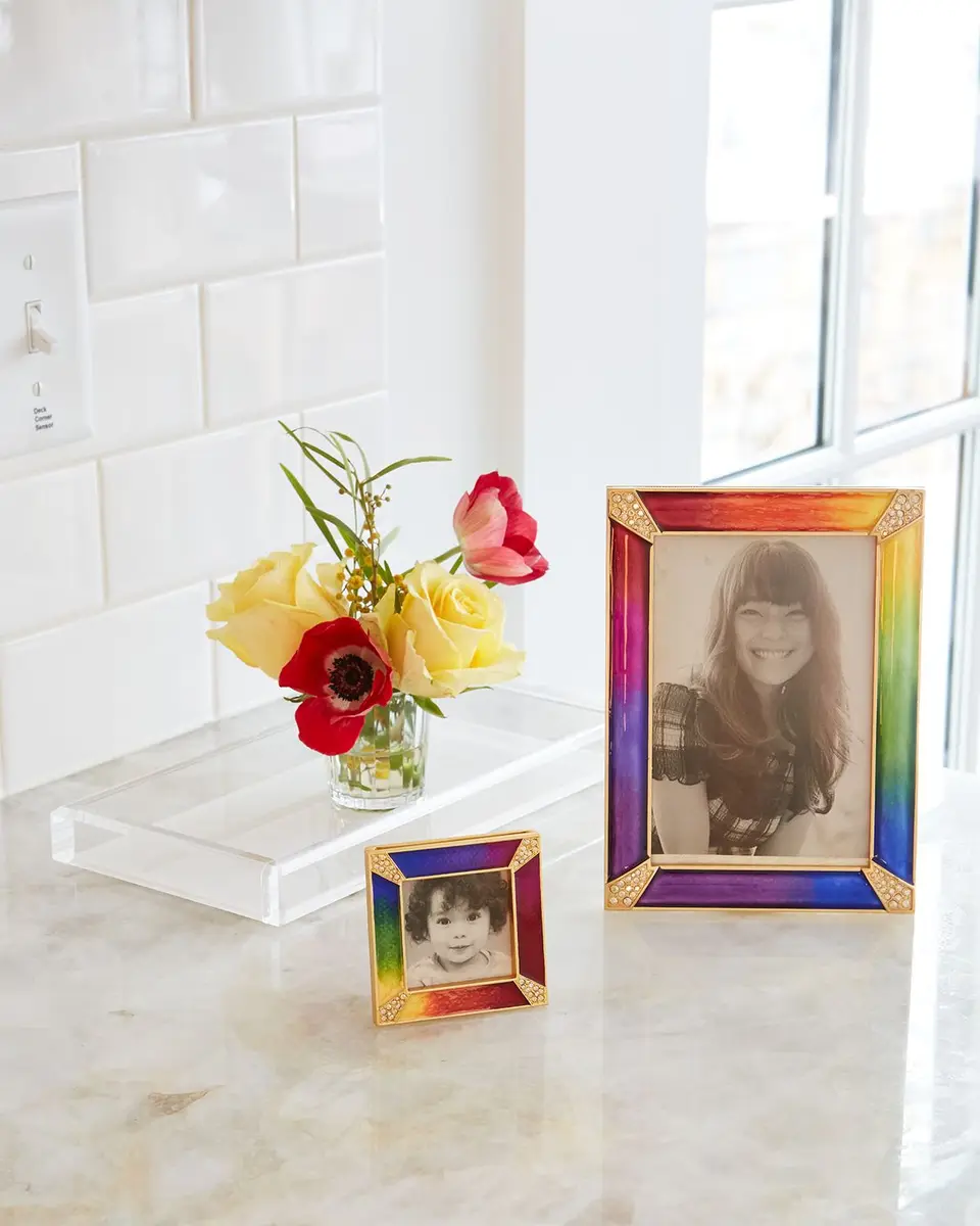 Jay Strongwater Rainbow Pave Corner Square Frame, 2"Sq. | Thumbnail 2