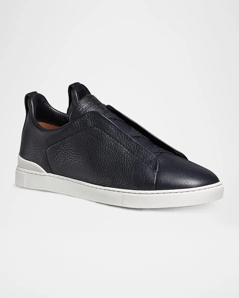 Zegna Men's Triple Stitch Deerskin Leather Sneakers | Thumbnail 3 Zegna Men's Triple Stitch Deerskin Leather Sneakers | Thumbnail 3