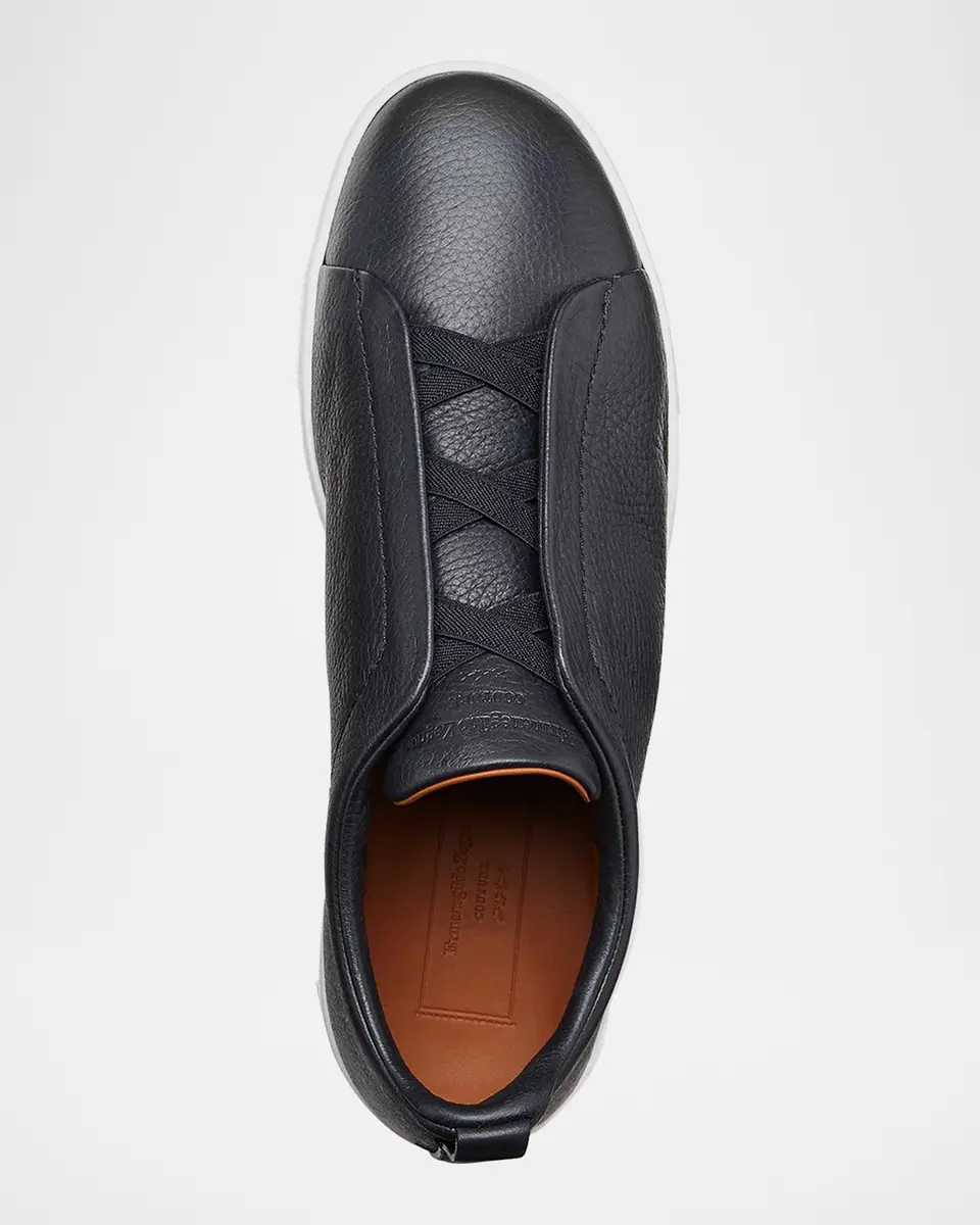 Zegna Men's Triple Stitch Deerskin Leather Sneakers | Thumbnail 4 Zegna Men's Triple Stitch Deerskin Leather Sneakers | Thumbnail 4