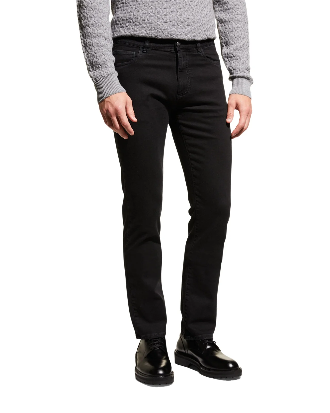 Canali Men's 5-Pocket Solid Stretch Denim Jeans