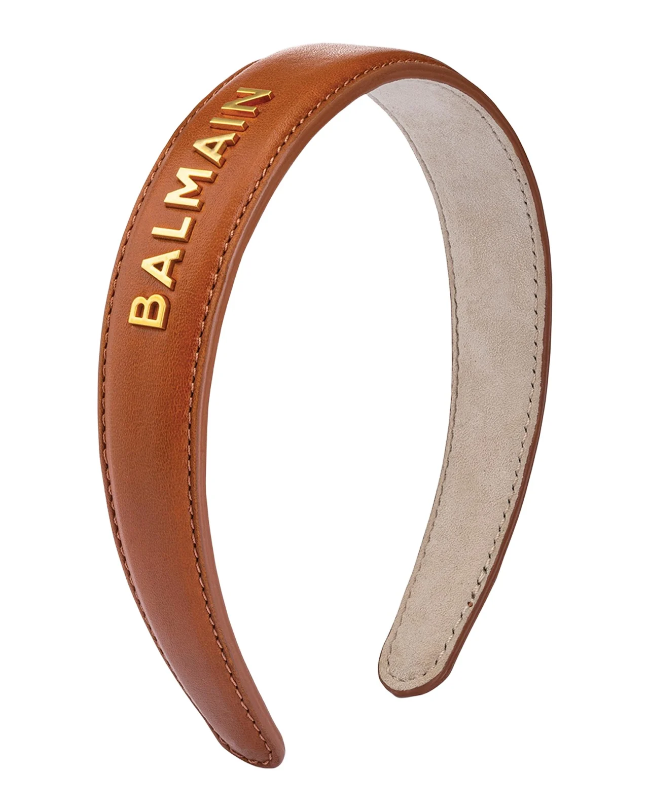Balmain Hair Riviera Large Cognac Headband with Logo