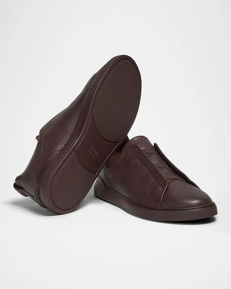 Zegna Men's Triple Stitch Deerskin Leather Sneakers | Thumbnail 3 Zegna Men's Triple Stitch Deerskin Leather Sneakers | Thumbnail 3