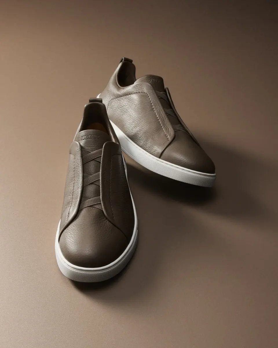Zegna Men's Triple Stitch Deerskin Leather Sneakers | Thumbnail 4 Zegna Men's Triple Stitch Deerskin Leather Sneakers | Thumbnail 4
