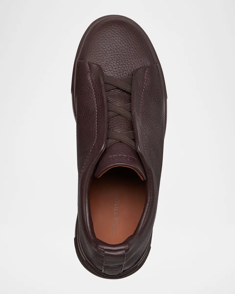 Zegna Men's Triple Stitch Deerskin Leather Sneakers | Thumbnail 5 Zegna Men's Triple Stitch Deerskin Leather Sneakers | Thumbnail 5