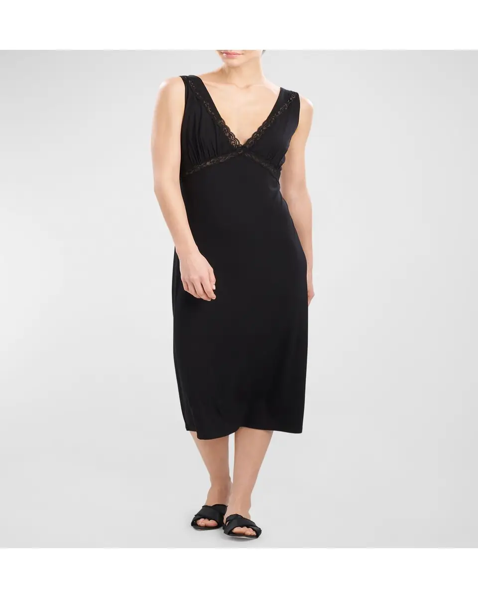 Natori Feathers Essentials Lace-Trim Jersey Nightgown | Thumbnail 2 Natori Feathers Essentials Lace-Trim Jersey Nightgown | Thumbnail 2