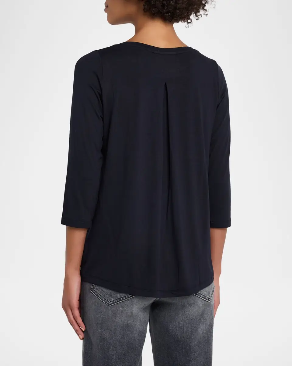 MAJESTIC FILATURES Soft Touch 3/4-Sleeve Pleat Back Crewneck Tee | Thumbnail 2 MAJESTIC FILATURES Soft Touch 3/4-Sleeve Pleat Back Crewneck Tee | Thumbnail 2