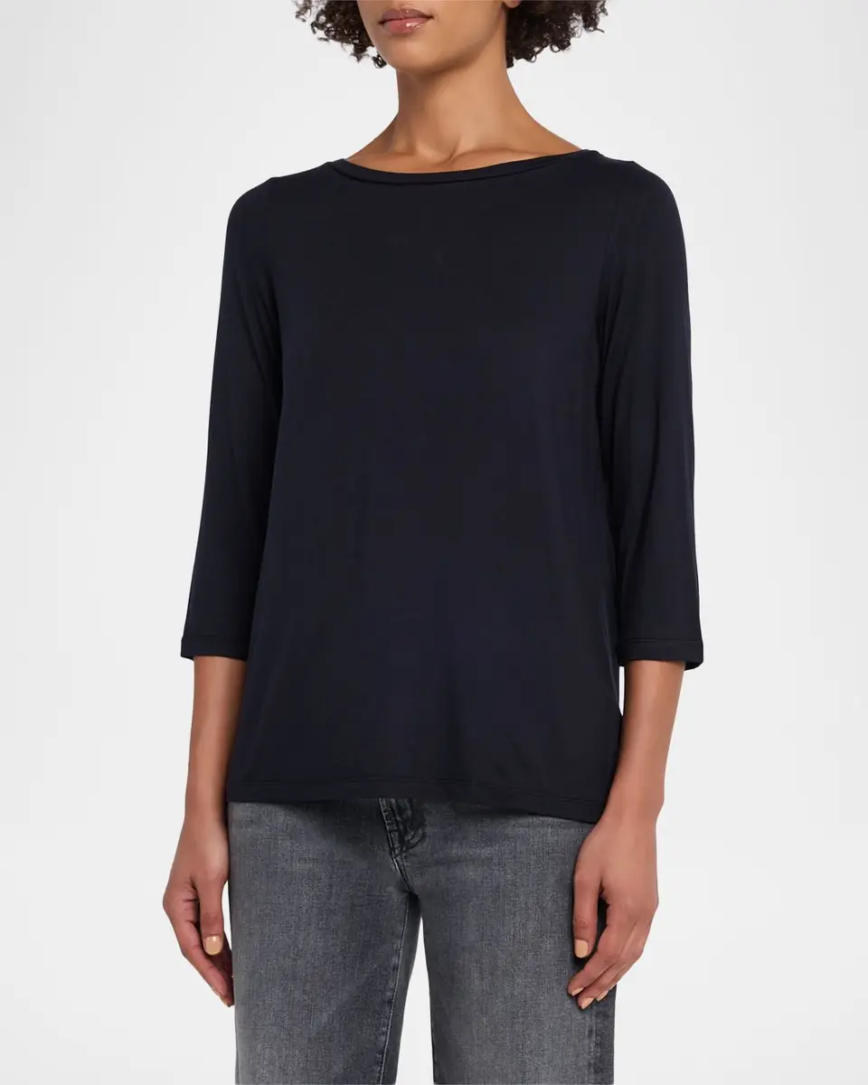 MAJESTIC FILATURES Soft Touch 3/4-Sleeve Pleat Back Crewneck Tee | Thumbnail 3 MAJESTIC FILATURES Soft Touch 3/4-Sleeve Pleat Back Crewneck Tee | Thumbnail 3