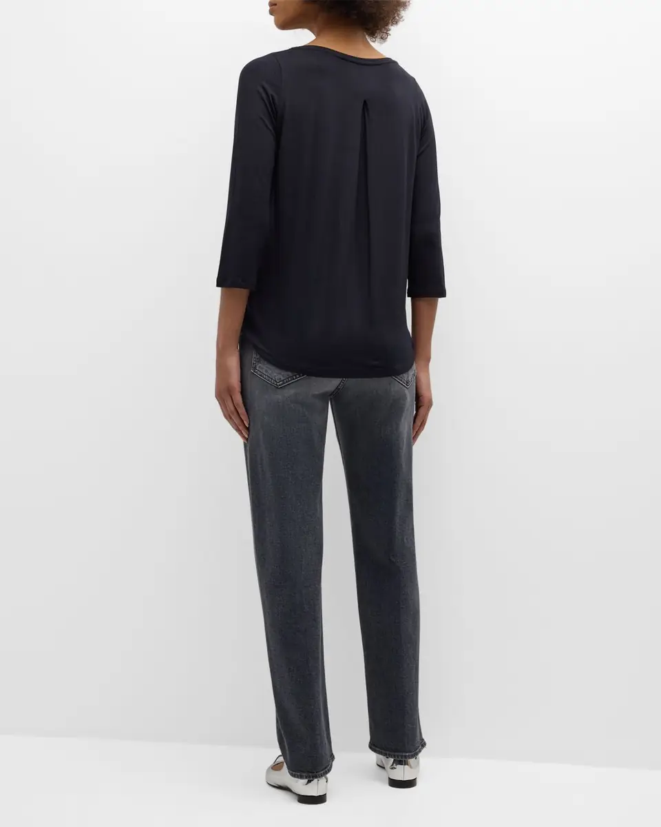 MAJESTIC FILATURES Soft Touch 3/4-Sleeve Pleat Back Crewneck Tee | Thumbnail 5 MAJESTIC FILATURES Soft Touch 3/4-Sleeve Pleat Back Crewneck Tee | Thumbnail 5