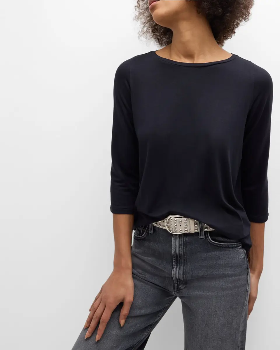 MAJESTIC FILATURES Soft Touch 3/4-Sleeve Pleat Back Crewneck Tee | Thumbnail 6 MAJESTIC FILATURES Soft Touch 3/4-Sleeve Pleat Back Crewneck Tee | Thumbnail 6