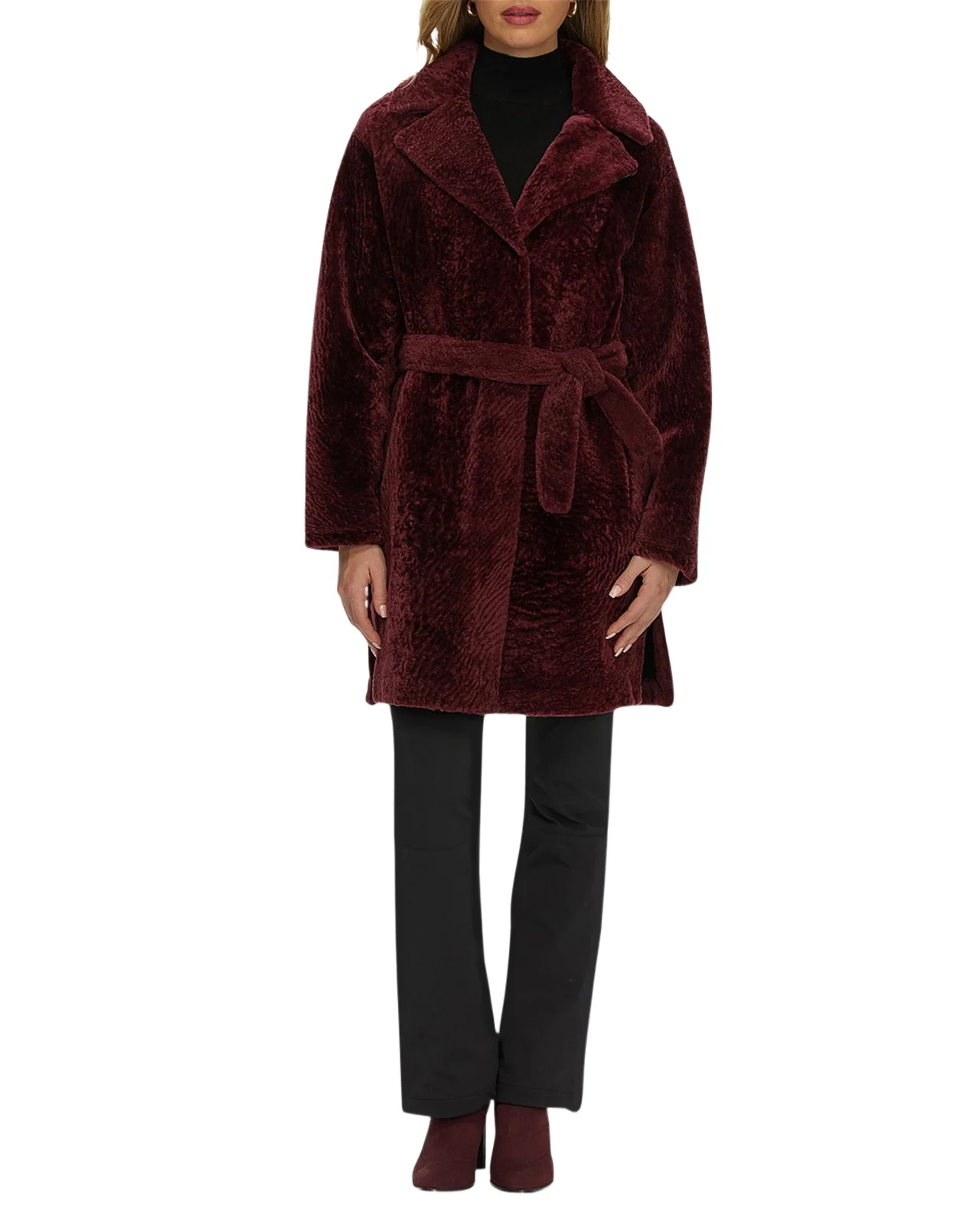 Reversible Lamb Shearling Belted Stroller Coat Reversible Lamb Shearling Belted Stroller Coat