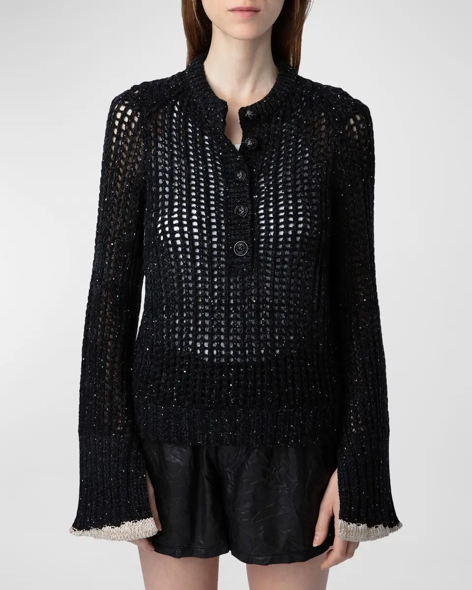 Zadig & Voltaire Halty Metallic Open-Knit Cashmere Pullover | Thumbnail 3 Zadig & Voltaire Halty Metallic Open-Knit Cashmere Pullover | Thumbnail 3