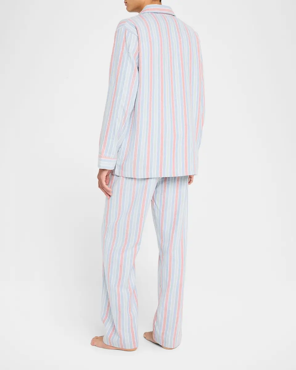 Derek Rose Men's Kelburn Cotton Stripe Long Pajama Set | Thumbnail 2 Derek Rose Men's Kelburn Cotton Stripe Long Pajama Set | Thumbnail 2