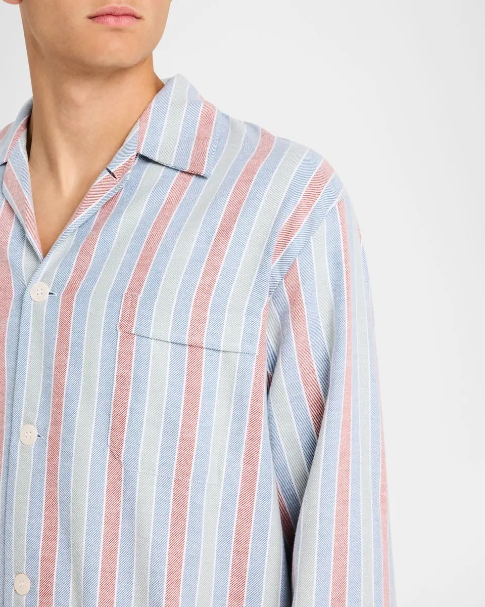 Derek Rose Men's Kelburn Cotton Stripe Long Pajama Set | Thumbnail 4 Derek Rose Men's Kelburn Cotton Stripe Long Pajama Set | Thumbnail 4