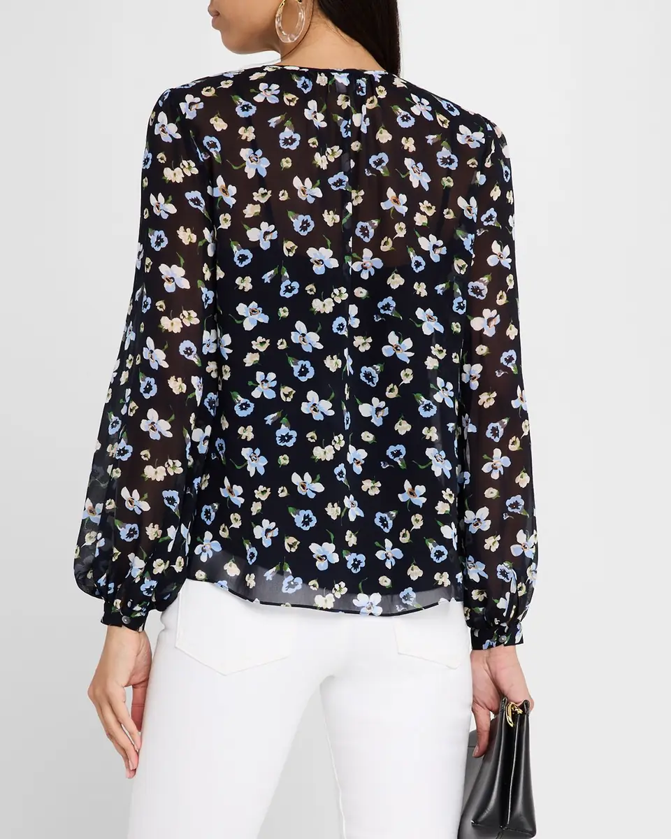 Veronica Beard Alec Long-Sleeve Floral Silk Top | Thumbnail 2 Veronica Beard Alec Long-Sleeve Floral Silk Top | Thumbnail 2