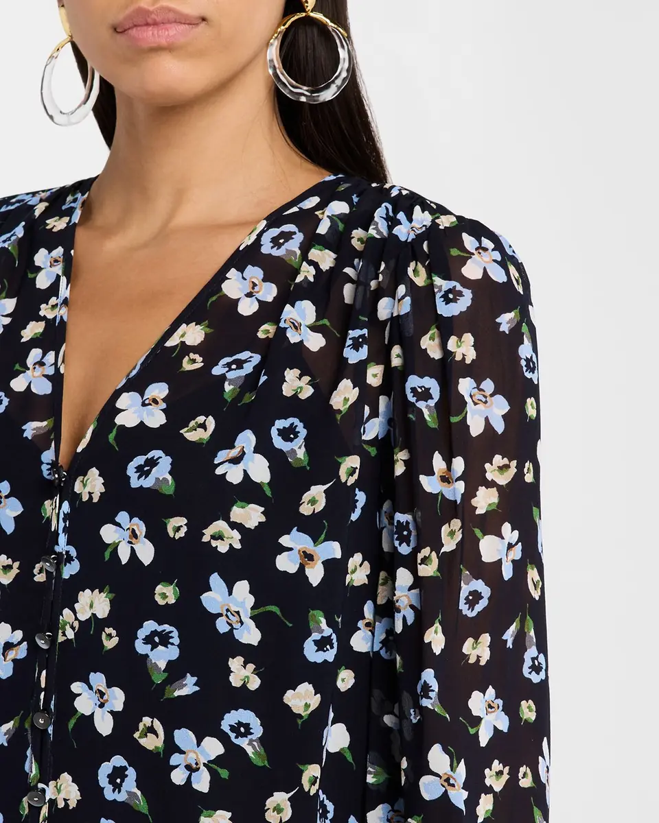 Veronica Beard Alec Long-Sleeve Floral Silk Top | Thumbnail 4 Veronica Beard Alec Long-Sleeve Floral Silk Top | Thumbnail 4