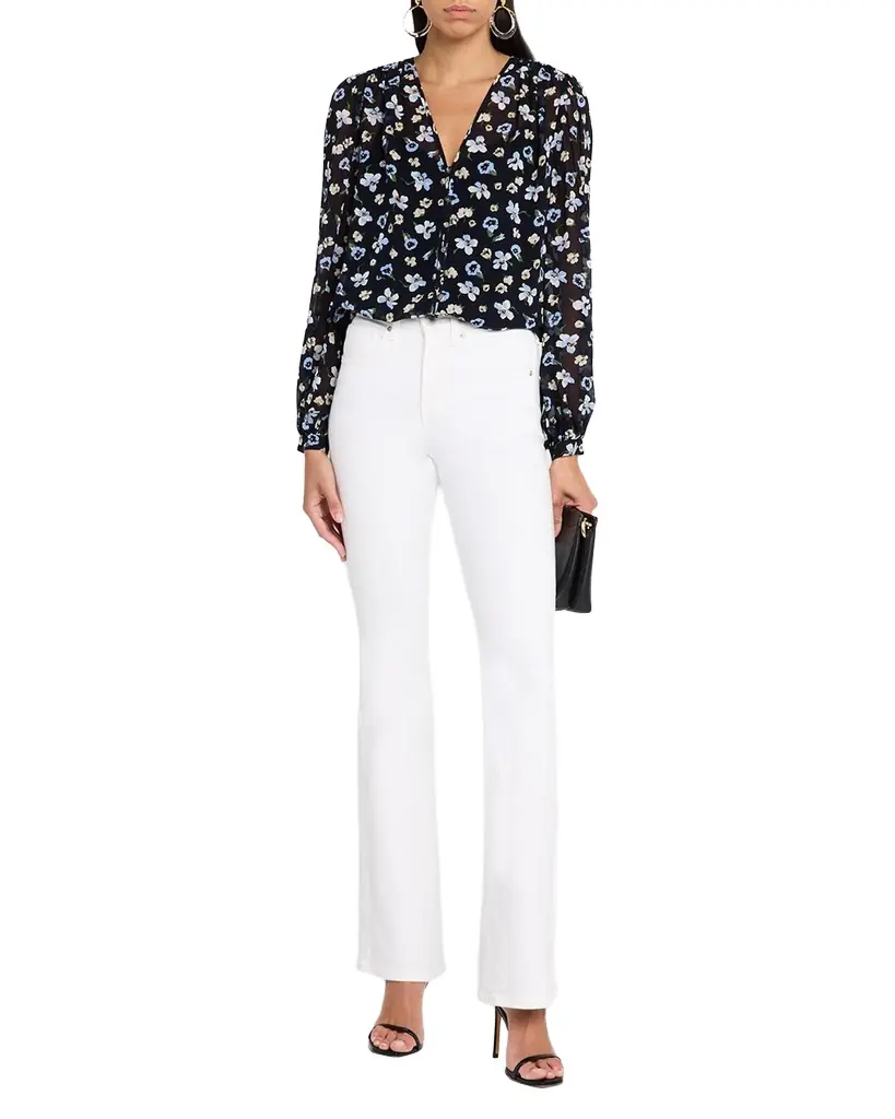 Veronica Beard Alec Long-Sleeve Floral Silk Top