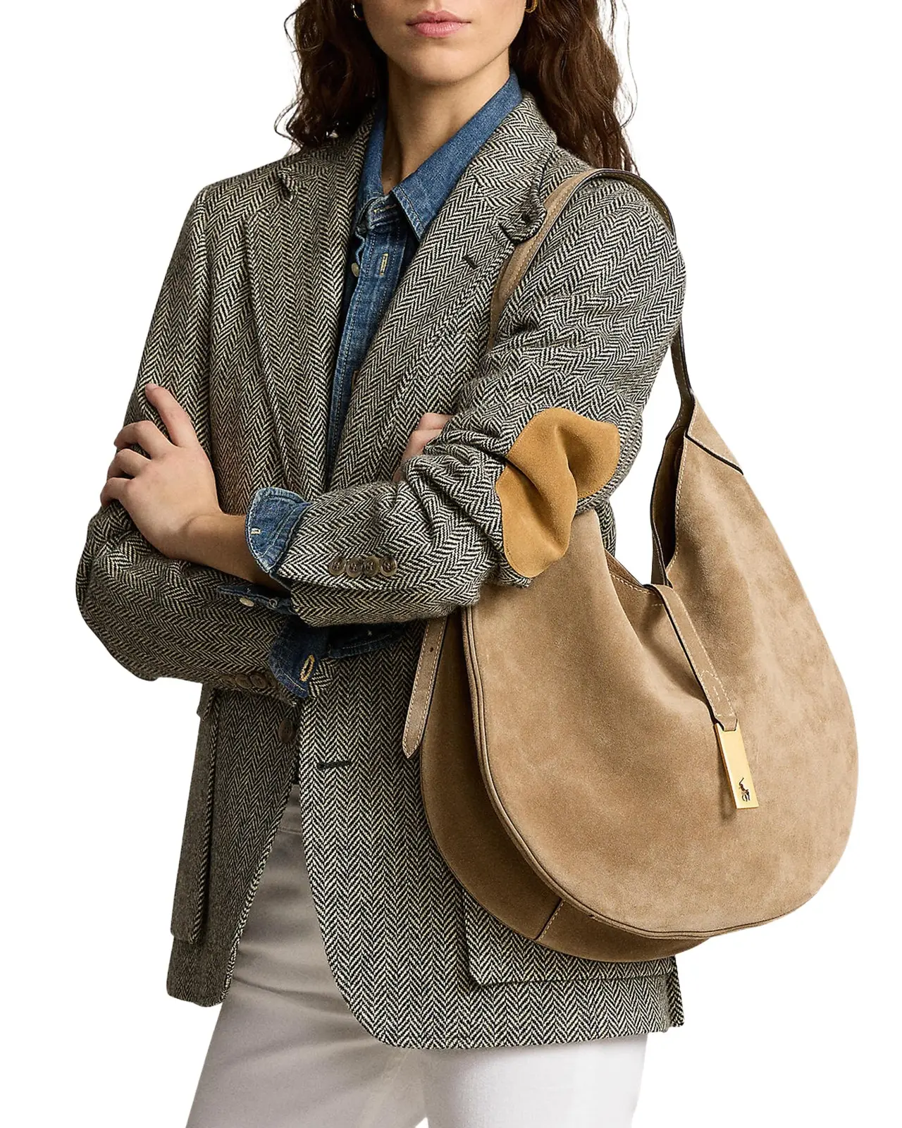 Polo ID Large Suede Shoulder Bag Polo ID Large Suede Shoulder Bag