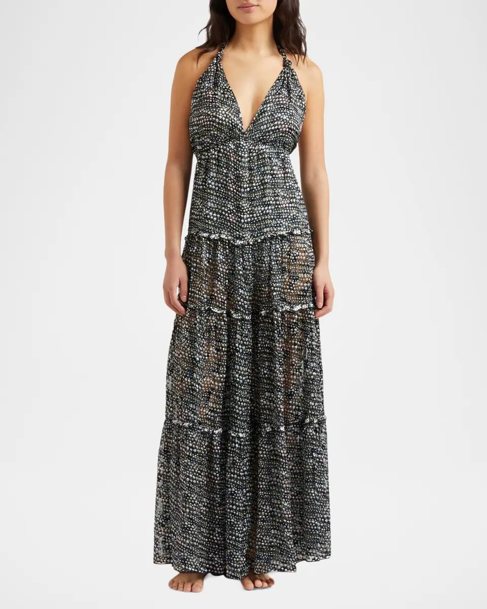 Vilebrequin Pearl Devore Tiered Silk Maxi Dress | Thumbnail 2