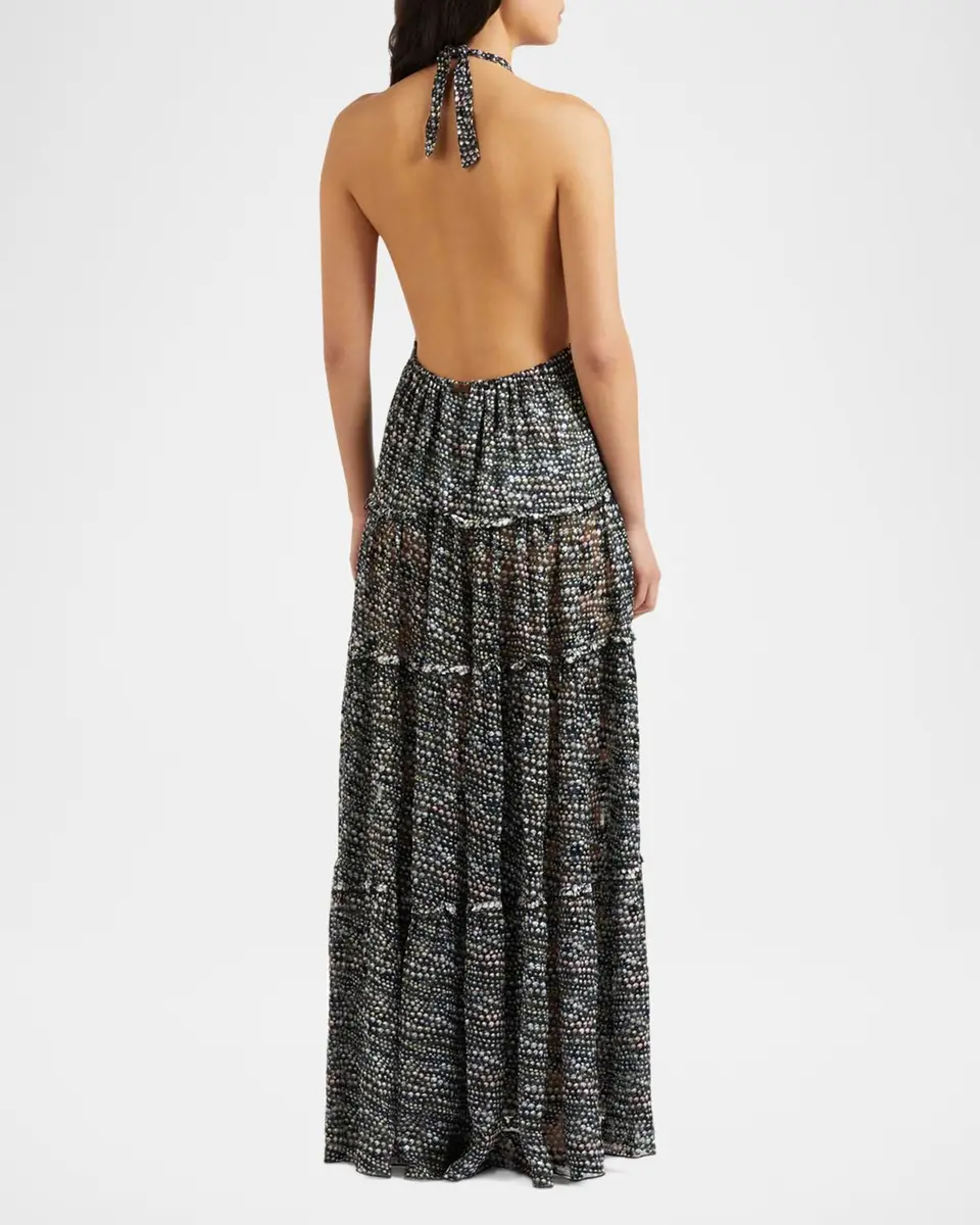 Vilebrequin Pearl Devore Tiered Silk Maxi Dress | Thumbnail 3