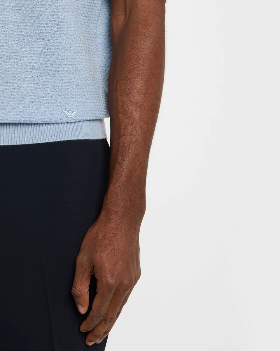 Emporio Armani Men's Textured Wool Short-Sleeve Crewneck Sweater | Thumbnail 4