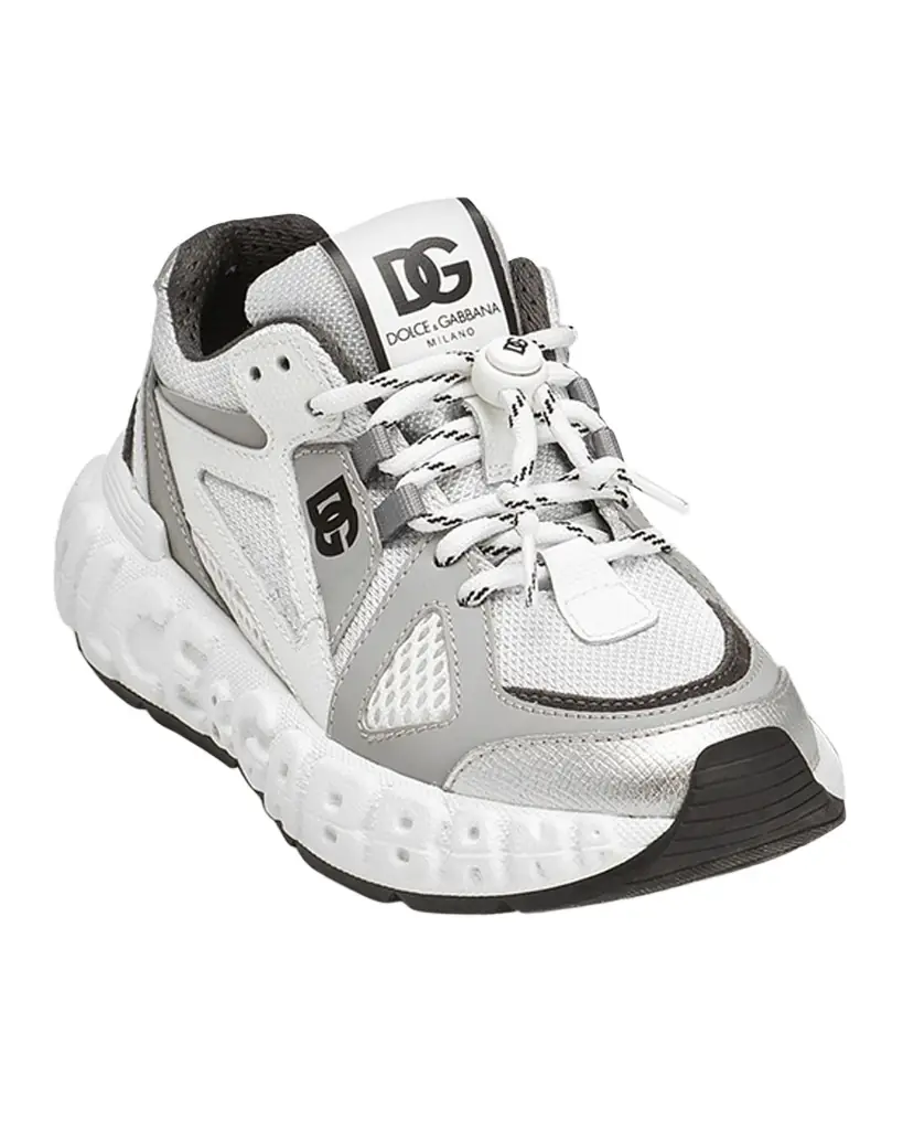 Dolce & Gabbana Kid's Reflective Mixed Media Sneakers, Kids | Image 1 Dolce & Gabbana Kid's Reflective Mixed Media Sneakers, Kids | Image 1